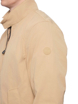 Куртка-ветровка в бежевом цвете прямого кроя на резинке снизу Save The Duck