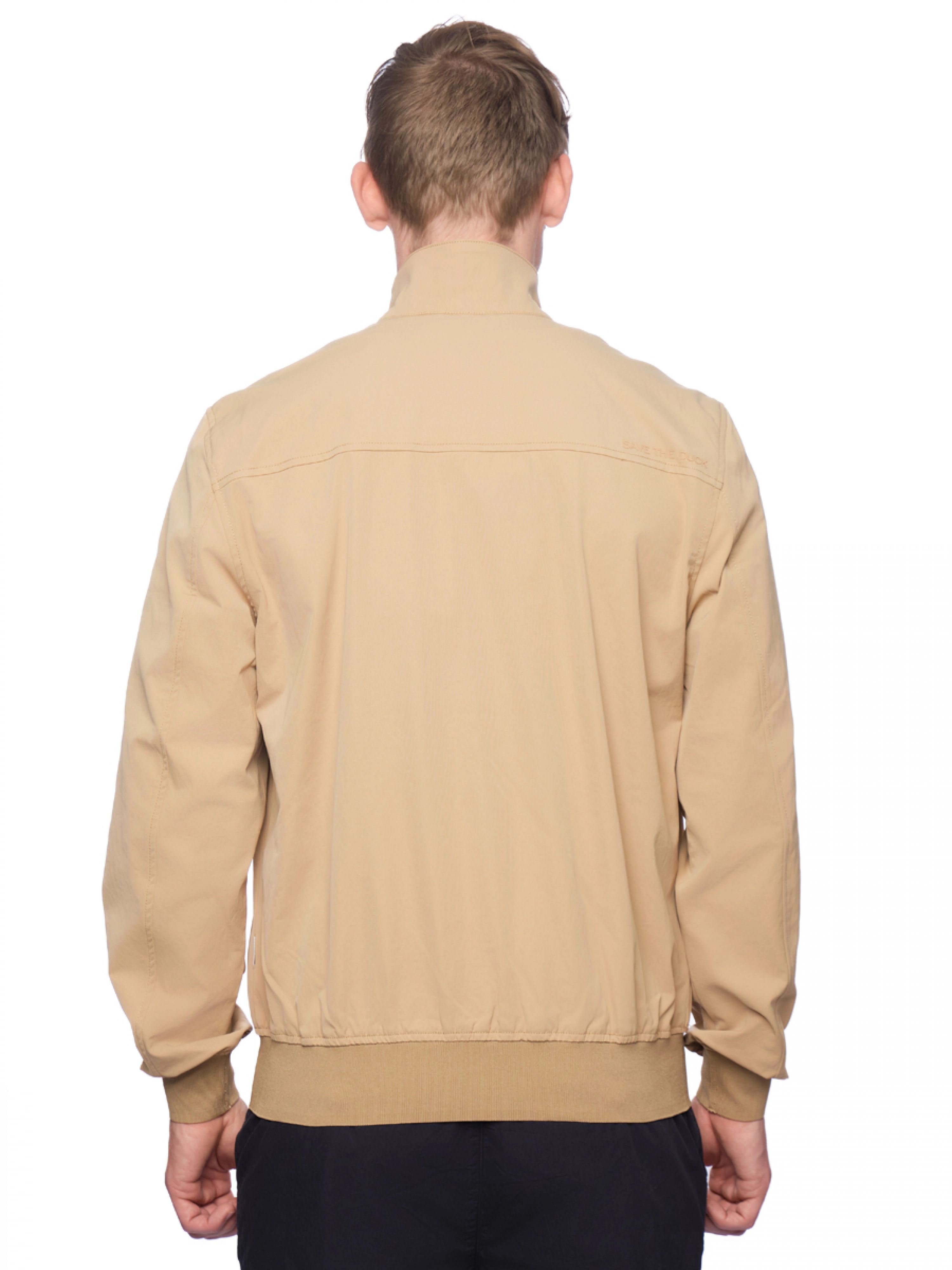 Куртка-ветровка в бежевом цвете прямого кроя на резинке снизу Save The Duck