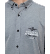 Рубашка из хлопка с длинным рукавом и логотипом на груди Aeronautica Militare