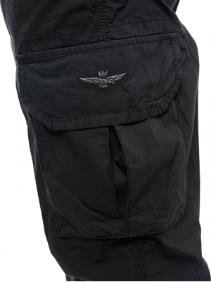 Брюки карго из хлопка с накладными карманами Aeronautica Militare в черном цвете
