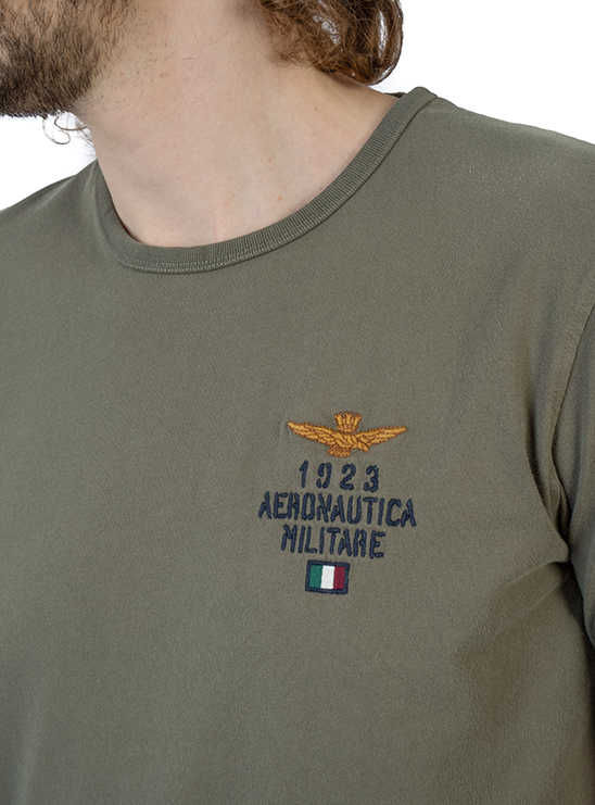 Футболка цвета хаки с надписью бренда  Aeronautica Militare