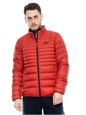 Стеганая куртка в красном цвете с искуственным наполнителем прямого кроя Aeronautica Militare