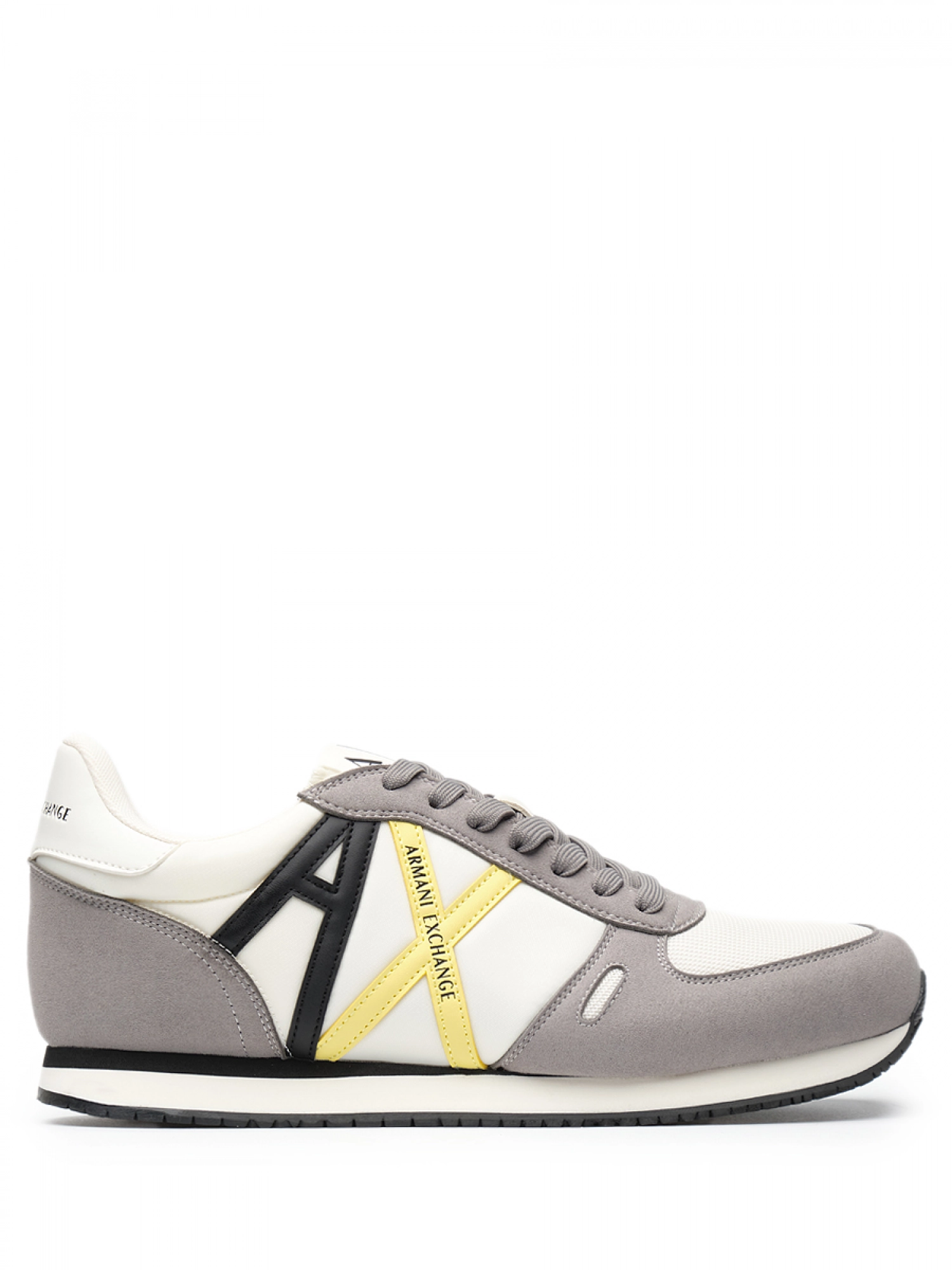 Кроссовки в комбинированной расцветке с контрастными вставкамии логотипом бренда Armani Exchange