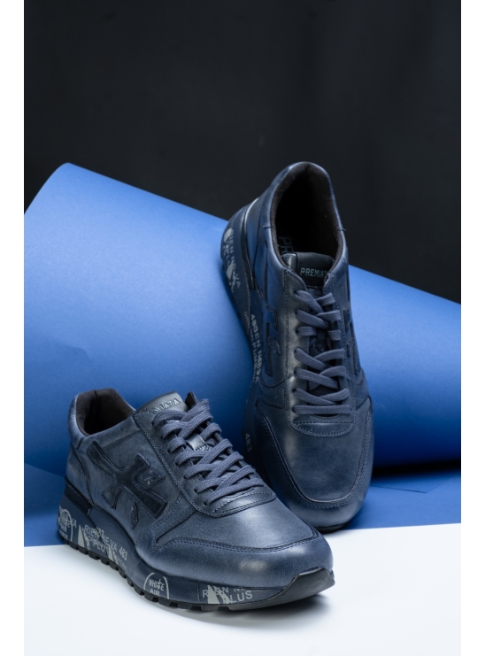 Кроссовки кожаные темно-синего цвета с эффектом градиента Mick 1807