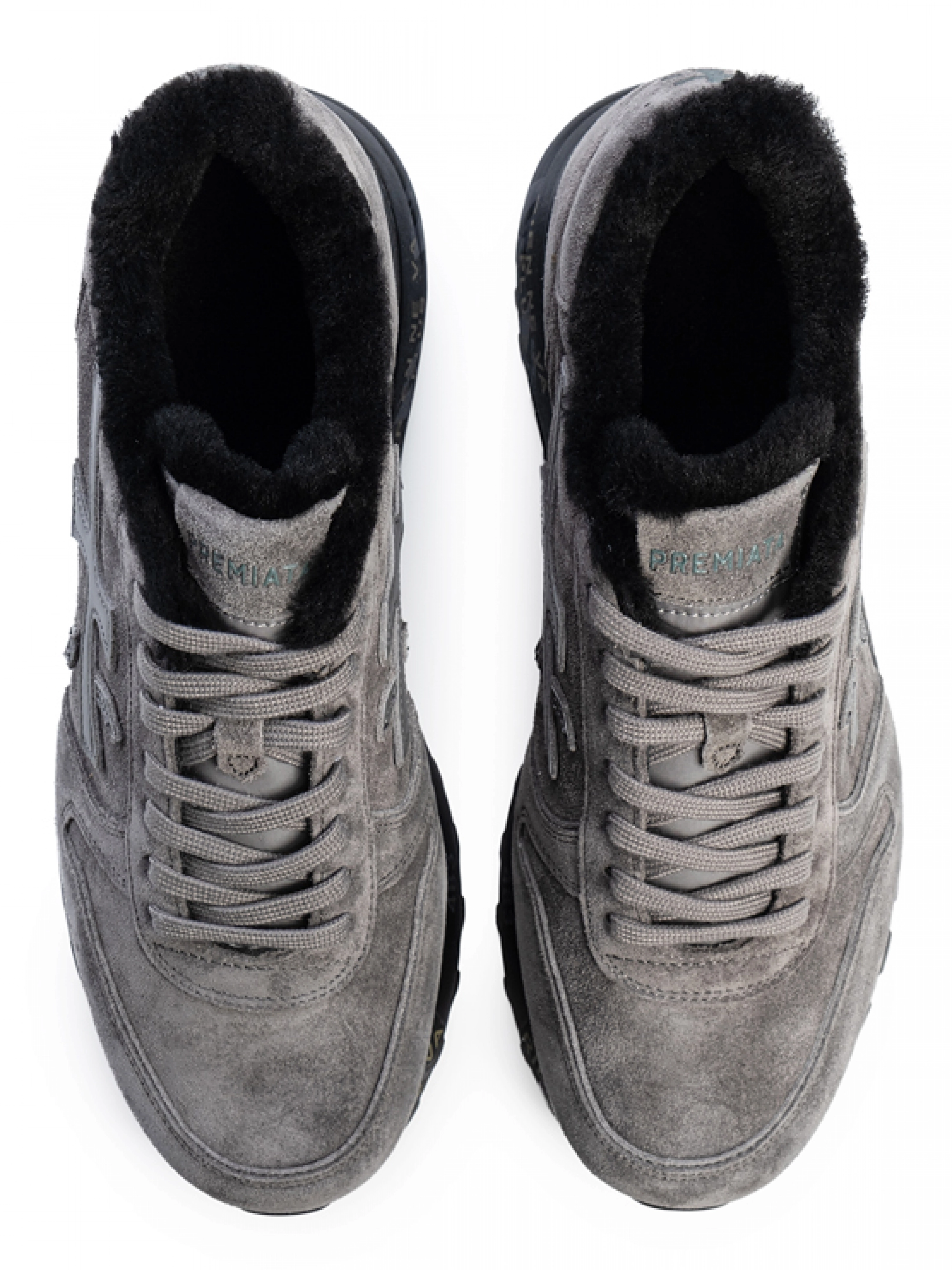 Кроссовки утепленные в сером цвете на черной контрастной подошве Premiata Mick 5509