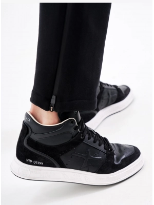 Высокие кожаные кеды в черном цвете Premiata Midquinn 6022 на белой подошве