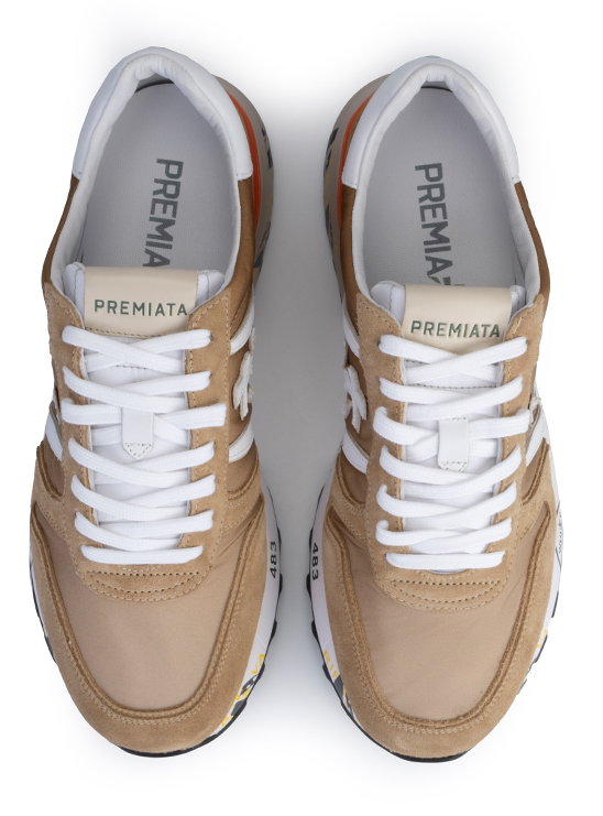 Коричневые кроссовки с кожаной нашивкой в виде лого бренда Premiata Lander 6131