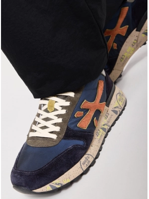 Кроссовки в темно-синем цвете с контрастным лого и задником Premiata Mick 6419