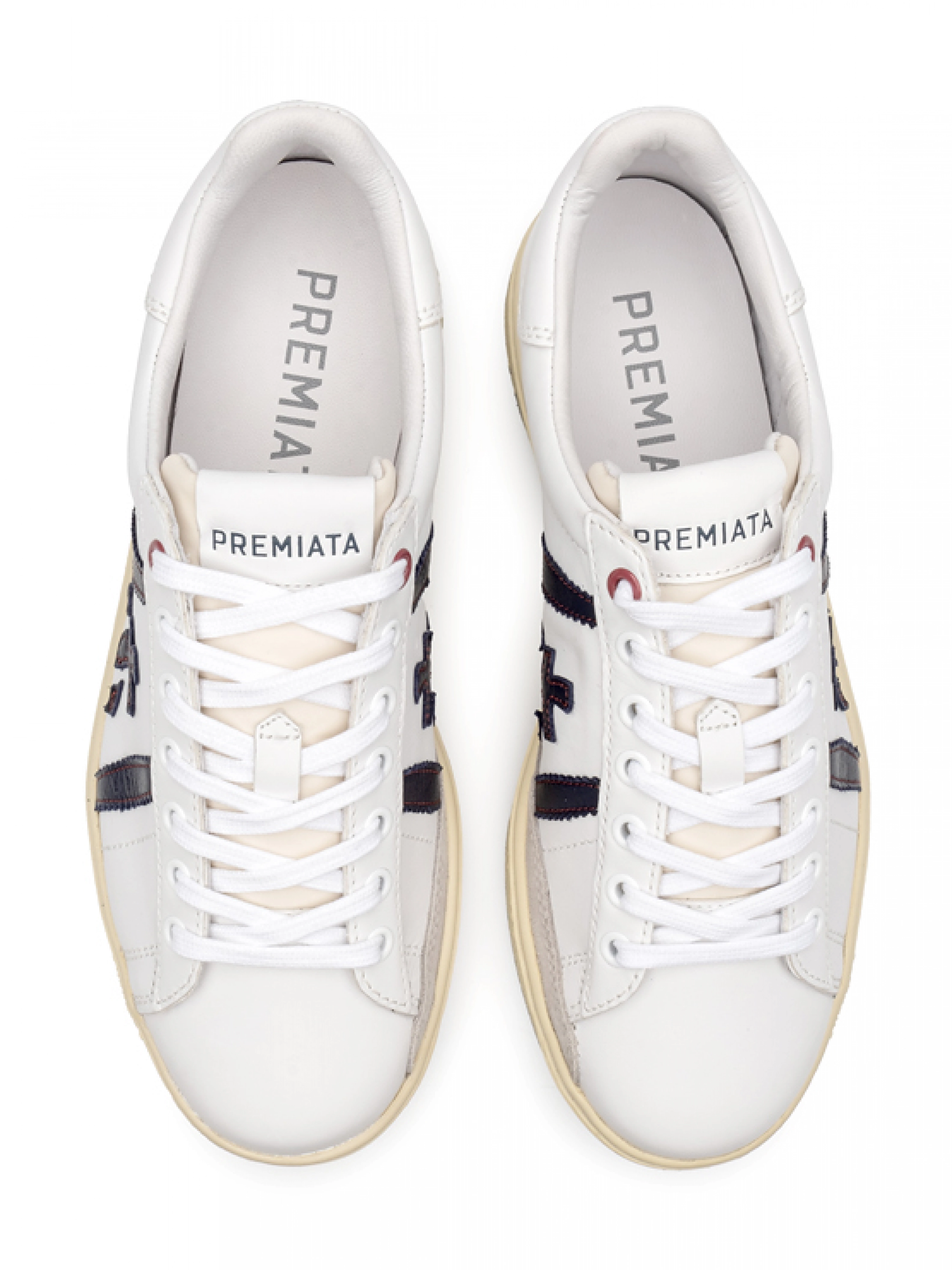 Кеды в белом цвете Premiata Russell 6431 с черными вставками