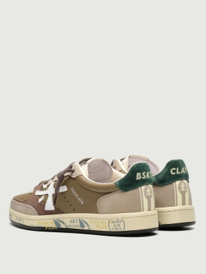 Мужские кеды коричневого цвета с серыми вставками из замши Premiata BSKT CLAY 7622