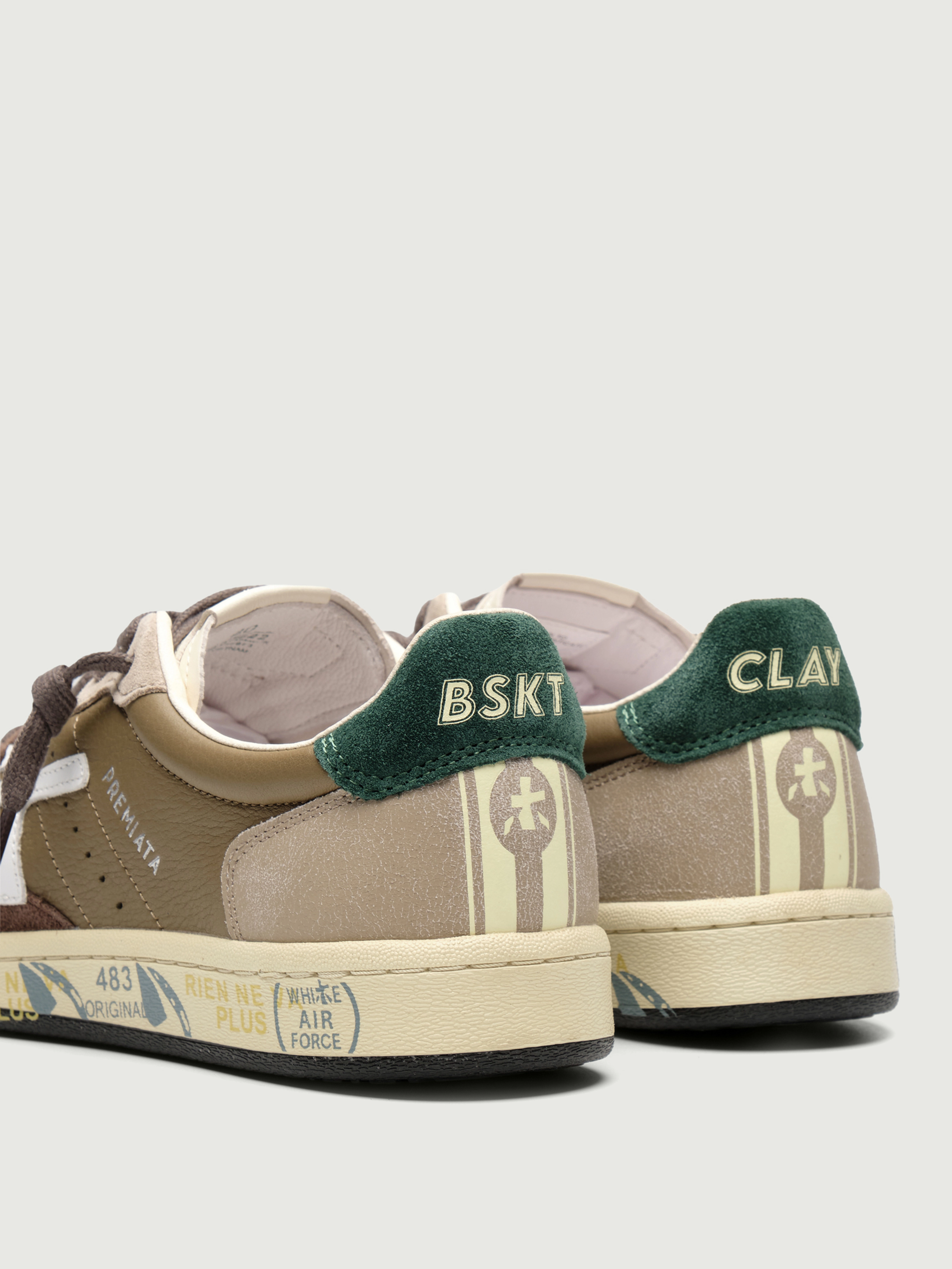 Мужские кеды коричневого цвета с серыми вставками из замши Premiata BSKT CLAY 7622