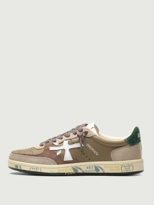 Мужские кеды коричневого цвета с серыми вставками из замши Premiata BSKT CLAY 7622