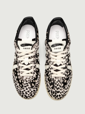 Кеды молочного цвета из натуральной кожи Premiata BONNIE 7693 с анималистичными вставками