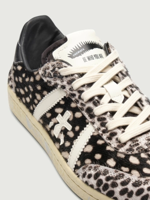 Кеды молочного цвета из натуральной кожи Premiata BONNIE 7693 с анималистичными вставками