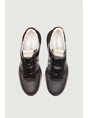 Кроссовки мужские Premiata MICK7719, серого цвета с молочным логотипом и бордовым задником