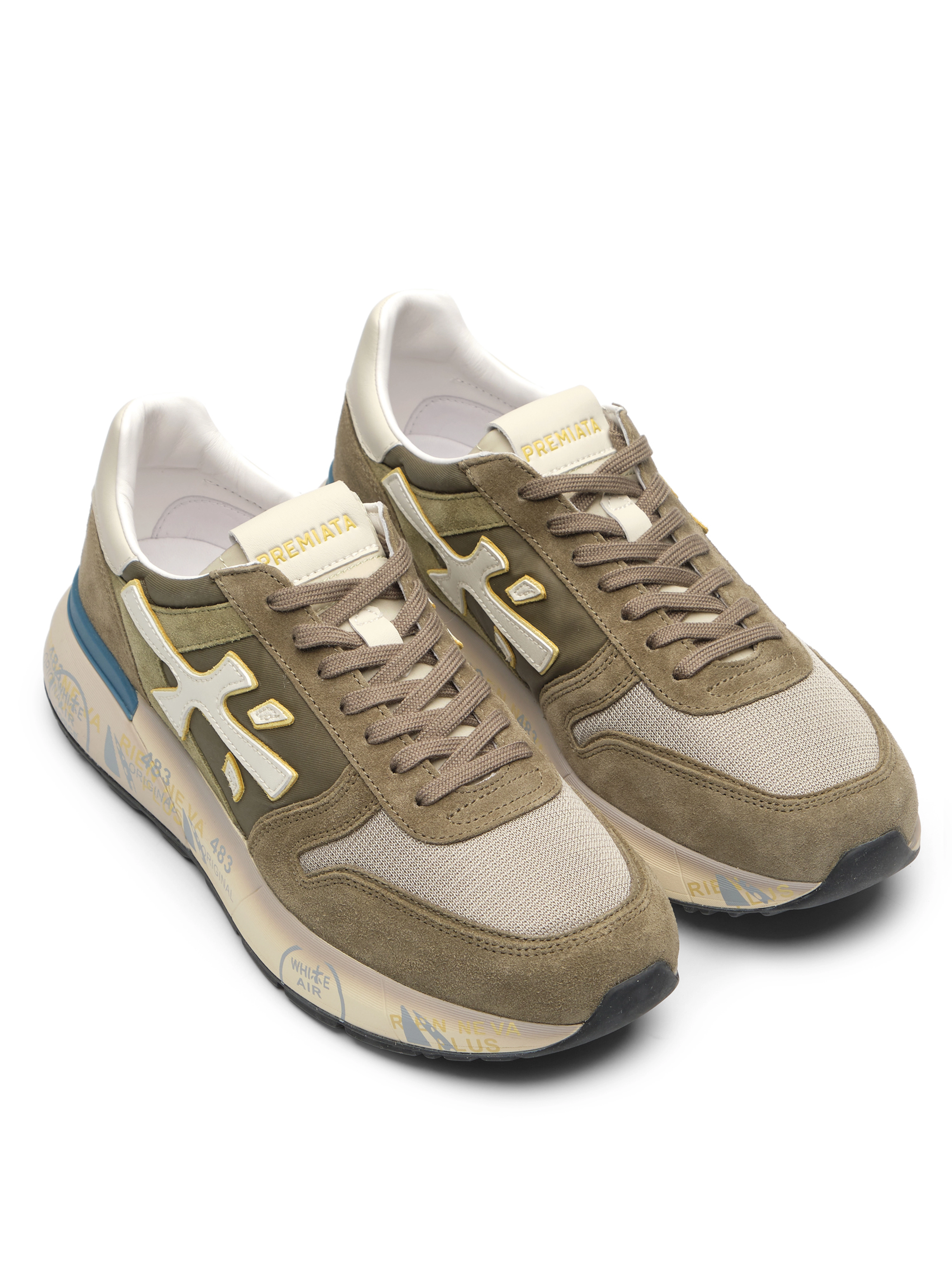 Кроссовки в цвете хаки Premiata MICK8086 из натуральной кожи
