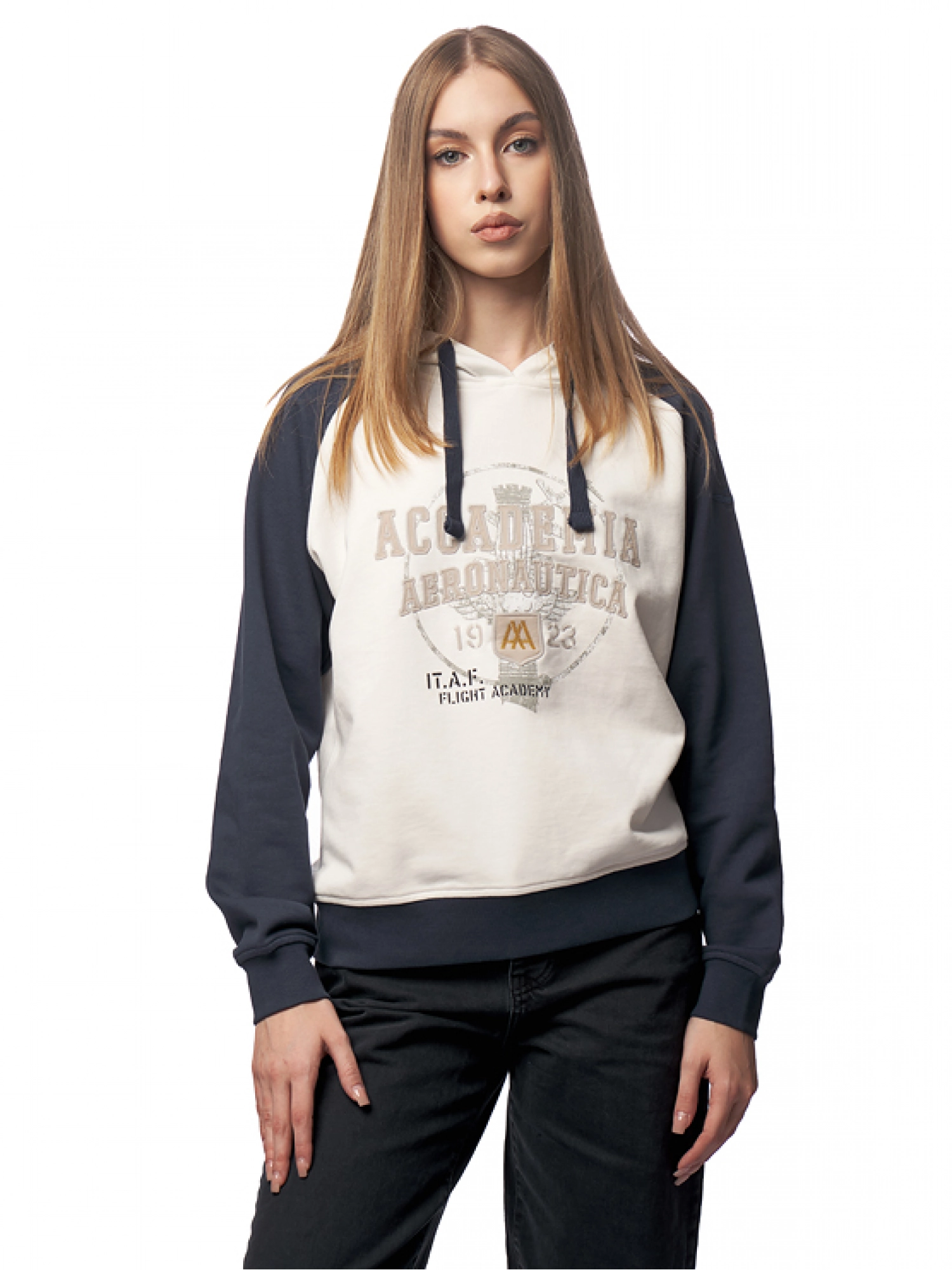 Худи Аeronautica Militare в комбинированном цвете с нашивками и капюшоном