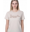 Хлопковая футболка молочного цвета с надписью на груди Aeronautica Militare