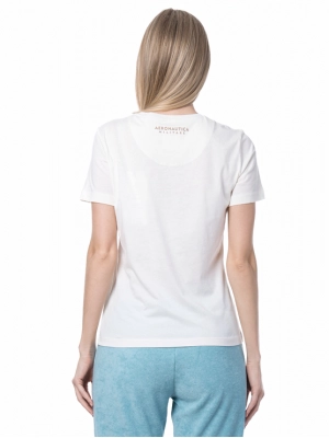 Футболка прямого кроя Aeronautica Militare в молочном цвете с логотипом на груди