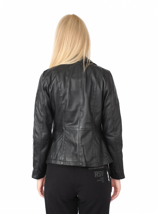 Черная куртка косуха из натуральной кожи Aeronautica Militare