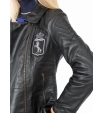 Черная куртка косуха из натуральной кожи Aeronautica Militare