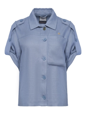 Рубашка в голубом цвете с коротким рукавом и накладным карманом на груди Aeronautica Militare