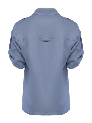 Рубашка в голубом цвете с коротким рукавом и накладным карманом на груди Aeronautica Militare