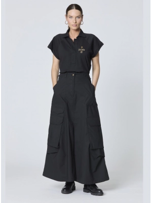 Юбка-карго длины макси в черном цвете Aeronautica Militare