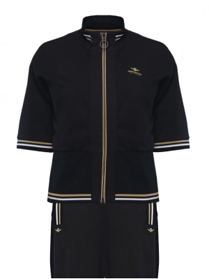 Костюм в черном цвете с джемпером на молнии и брюками палаццо Aeronautica Militare