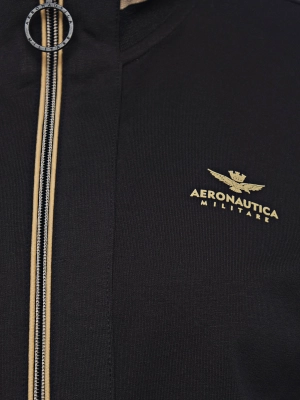 Костюм в черном цвете с джемпером на молнии и брюками палаццо Aeronautica Militare