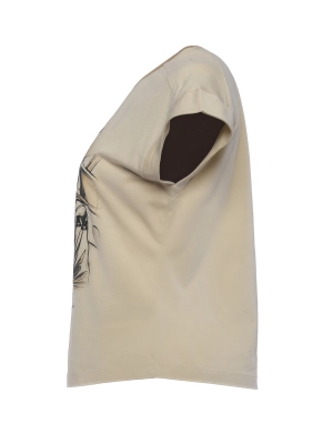 Футболка в молочном цвете свободного кроя с принтом на груди Аeronautica Militare