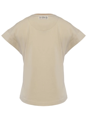 Футболка в молочном цвете свободного кроя с принтом на груди Аeronautica Militare