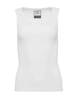 Топ в белом цвете из эластичного трикотажа с лого на груди Aeronautica Militare Топ в белом цвете из эластичного трикотажа с лого на груди Aeronautica Militare