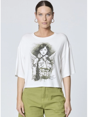 Футболка в белом цвете с удлиненными рукавами и принтом на груди Аeronautica Militare