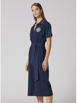 Платье в темно-синем цвете А-силуэта c отложным воротником Аeronautica Militare