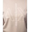 Пуловер бежевого цвета с принтом в виде лого бренда Armani Exchange