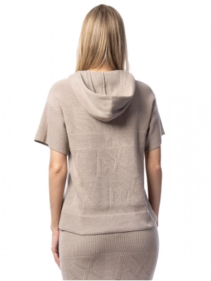 Худи трикотажное с коротким рукавом в бежевом цвете Armani Exchange
