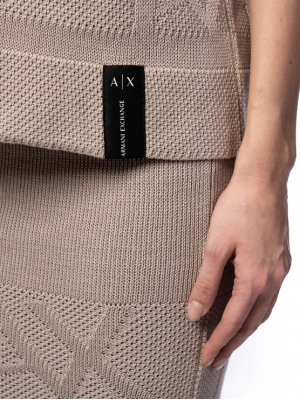 Худи трикотажное с коротким рукавом в бежевом цвете Armani Exchange