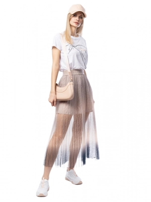 Плиссированная юбка бежевого цвета длины макси Armani Exchange