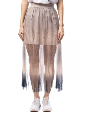Плиссированная юбка бежевого цвета длины макси Armani Exchange