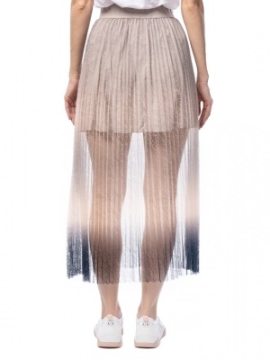 Плиссированная юбка бежевого цвета длины макси Armani Exchange