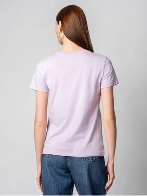 Футболка сиреневого цвета с принтом на груди Armani Exchange