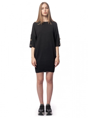 Платье из трикотажной вязки в черном цвете с укороченным рукавом Armani Exchange