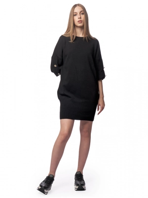 Платье из трикотажной вязки в черном цвете с укороченным рукавом Armani Exchange