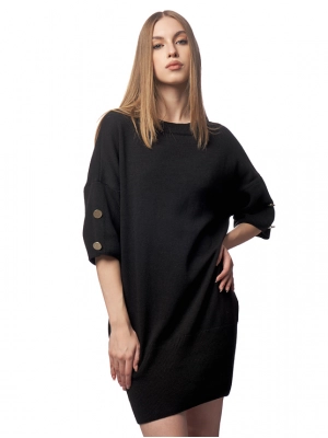Платье из трикотажной вязки в черном цвете с укороченным рукавом Armani Exchange