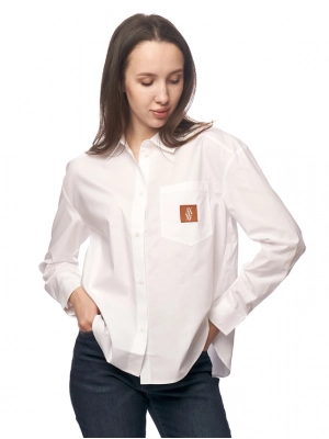 Рубашка в белом цвете прямого кроя с лого бренда на груди Armani Exchange