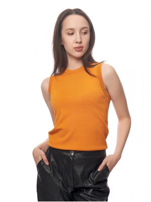 Топ с коротким рукавом приталенного кроя в оранжевом цвете Armani Exchange