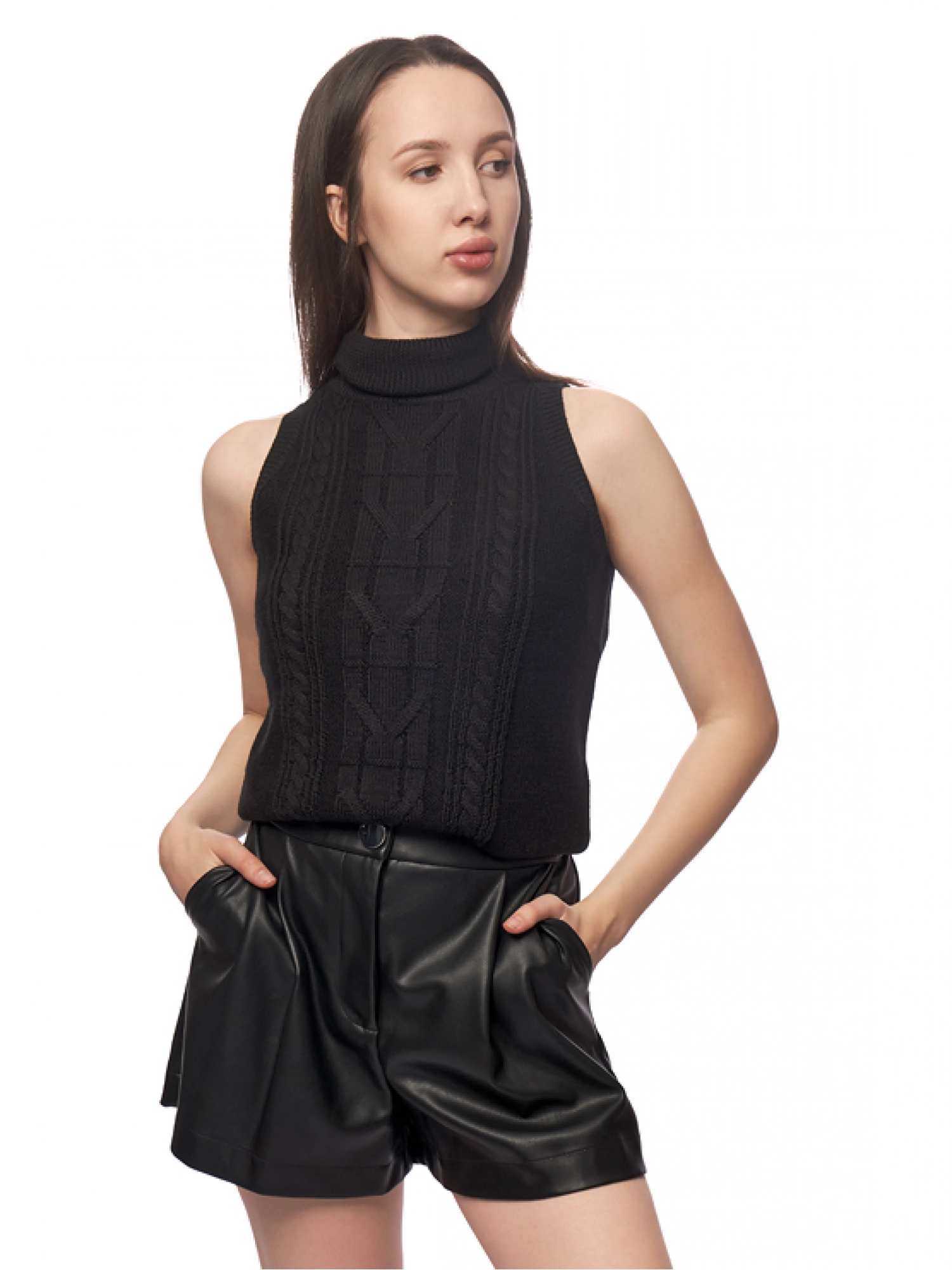 Топ с коротким рукавом приталенного кроя в черном цвете Armani Exchange