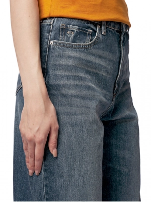 Джинсы свободного кроя на высокой посадке в темно-синем цвете Armani Exchange