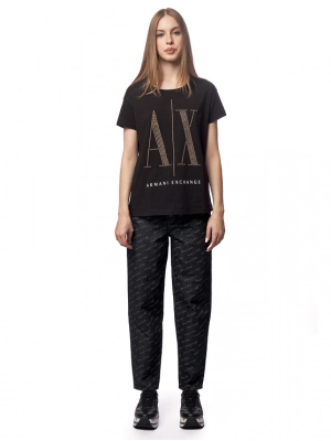 Джинсы в черном цвете свободного кроя  Armani Exchange с логоманией